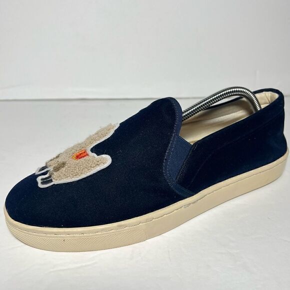 Soludos Shoes - Soludos Womens Velvet Llama Slip On Sneakers Navy Blue 10